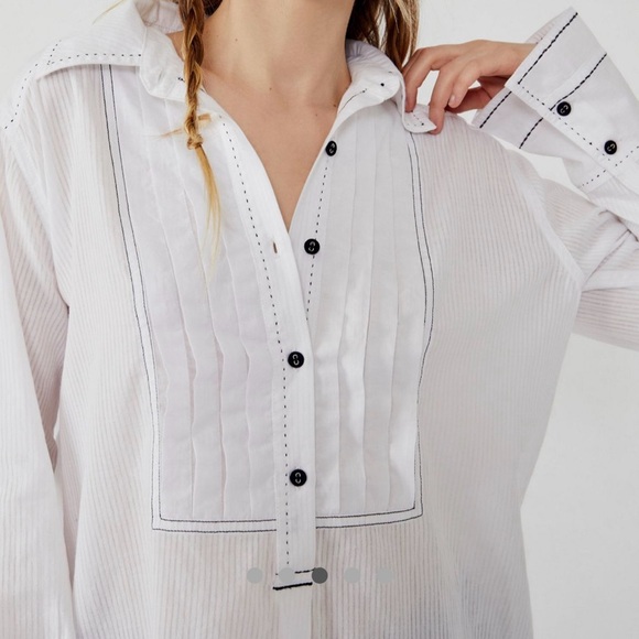 Free People Black Tie Tux Shirt - Picture 5 of 5